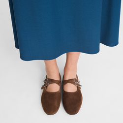 Le Foulonn&eacute; Ballerinas , Coffee - Leather