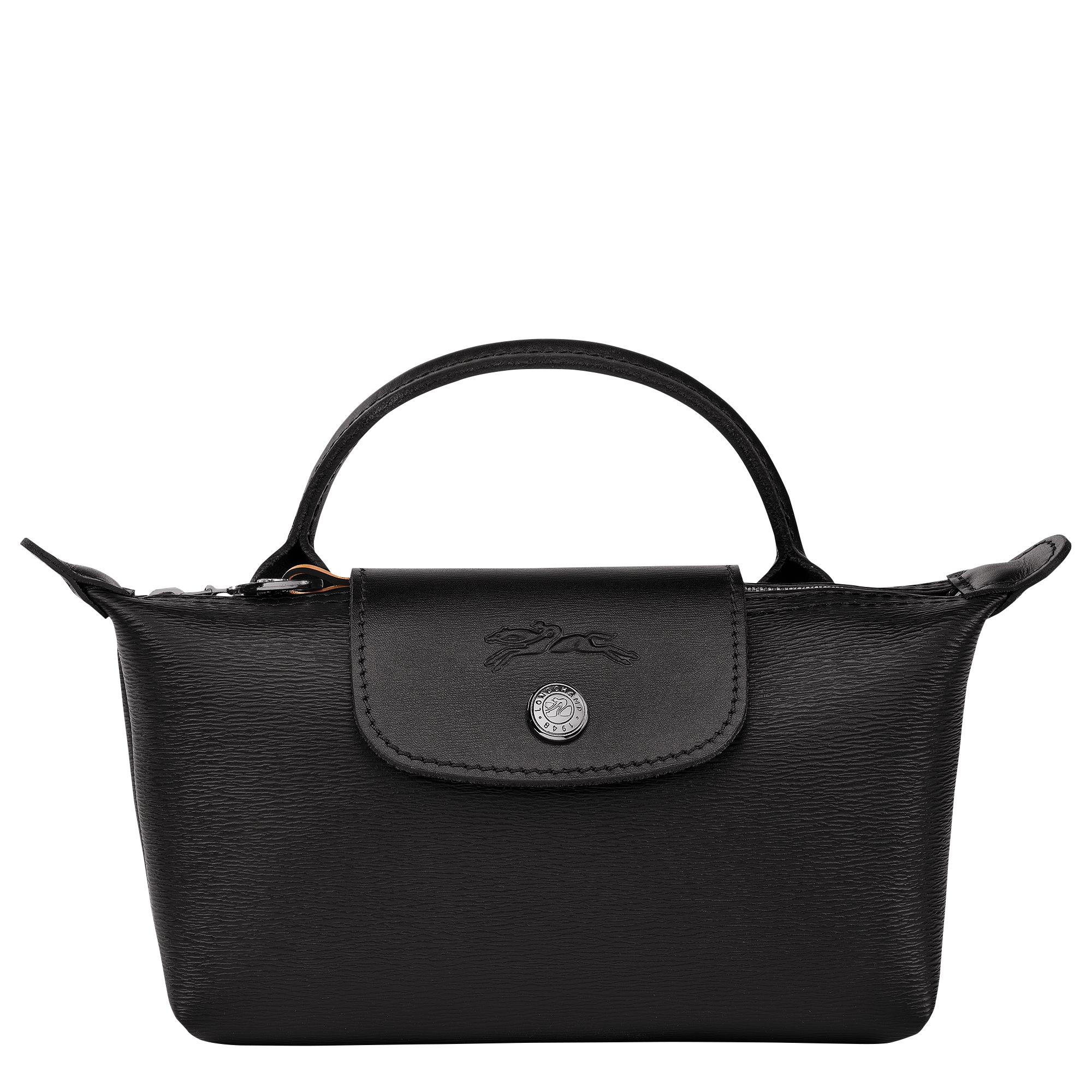 Le Pliage City Pochette mit Henkel, Schwarz