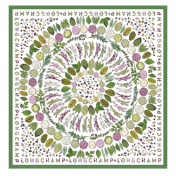 Longchamp Herbarium Silk scarf 90 , Green - Silk