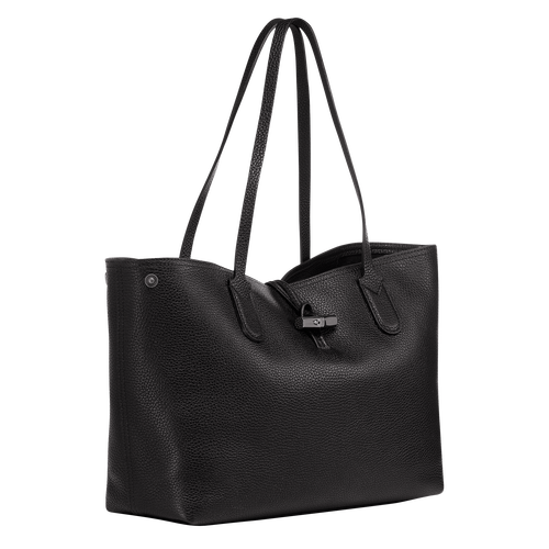 Black leather longchamp bag 2025