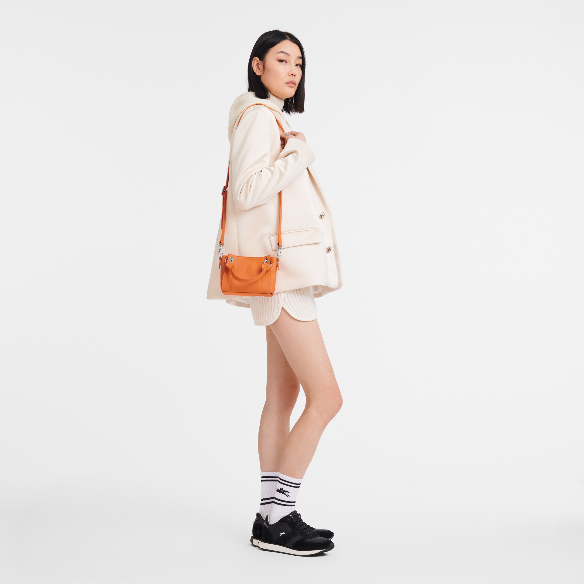 Longchamp orange leather bag hotsell