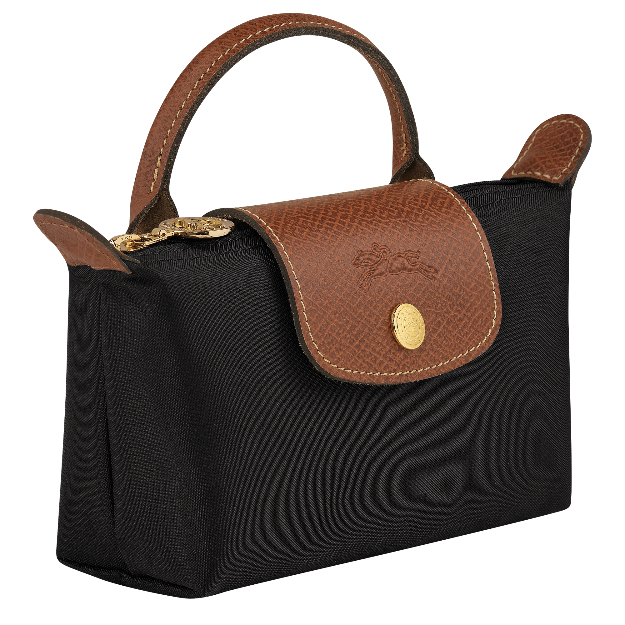 Le Pliage Original Pochette mit Henkel, Schwarz