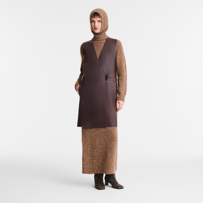 Sleeveless jacket , Ebony - Leather