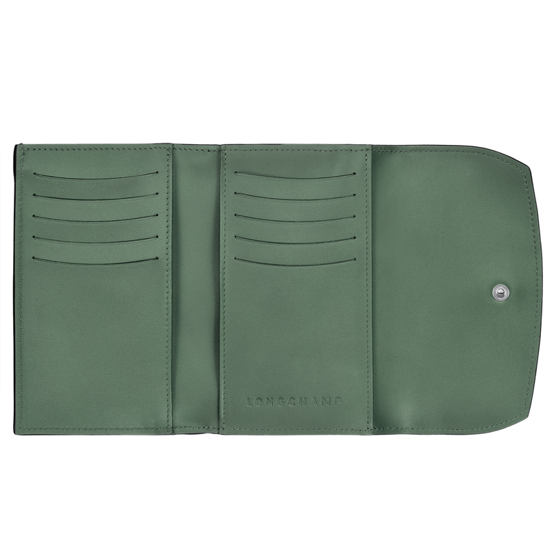 Brieftasche im Kompaktformat Le Roseau , Leder - Salbei  - Ansicht 2 von 2