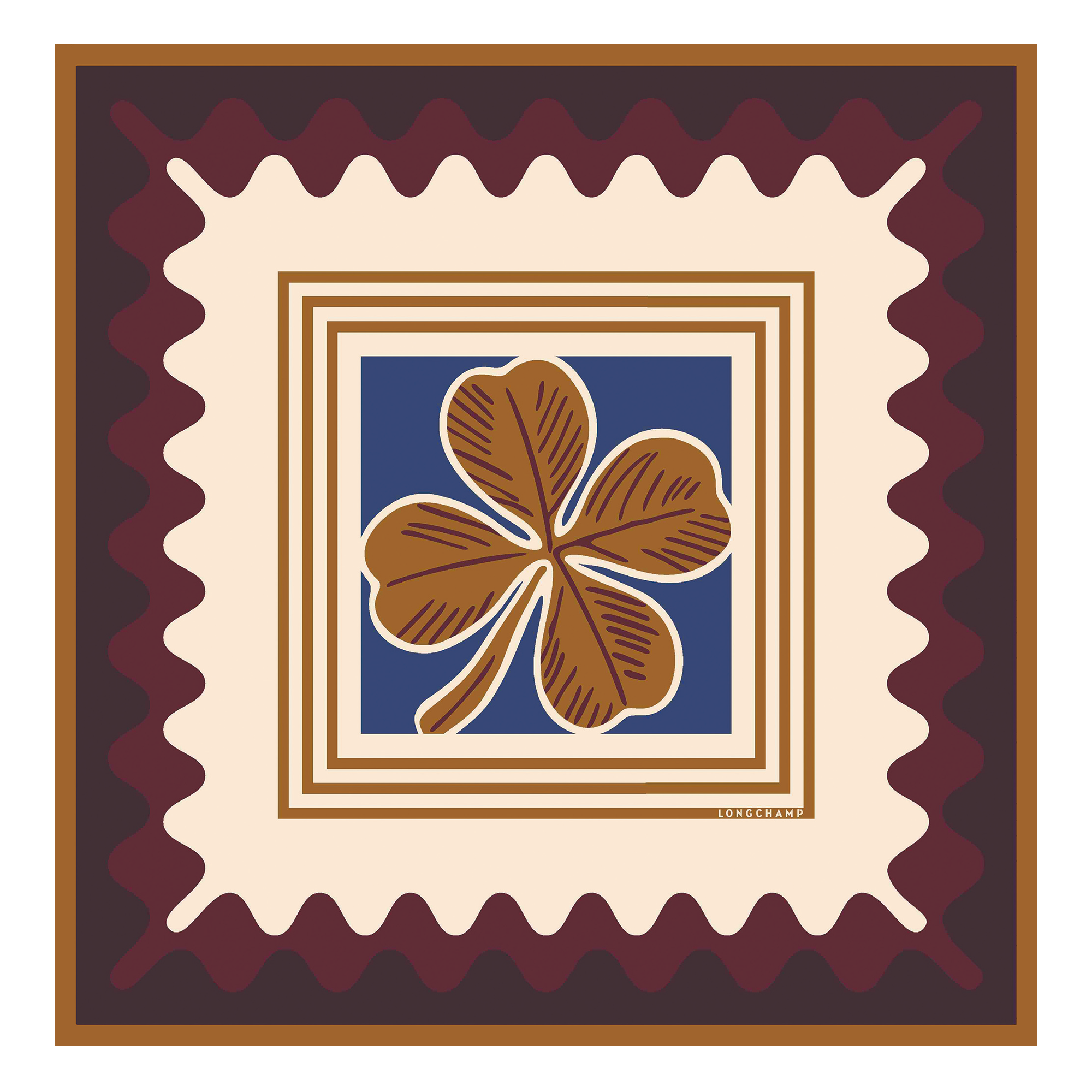 Porte-Bonheur Longchamp 方形絲巾 70, 酒紅色