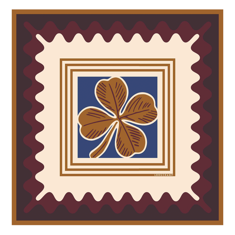 Porte-Bonheur Longchamp 方形絲巾 70 , 酒紅色 - 真絲  - 查看 1 2