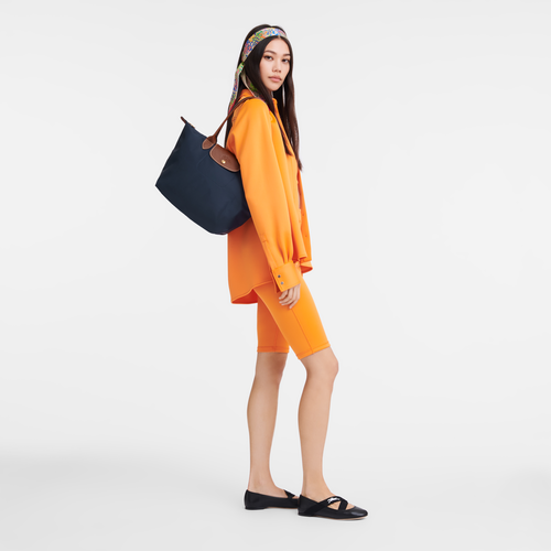 Le Pliage Original M Tote bag , Navy - Recycled canvas - View 2 of  6