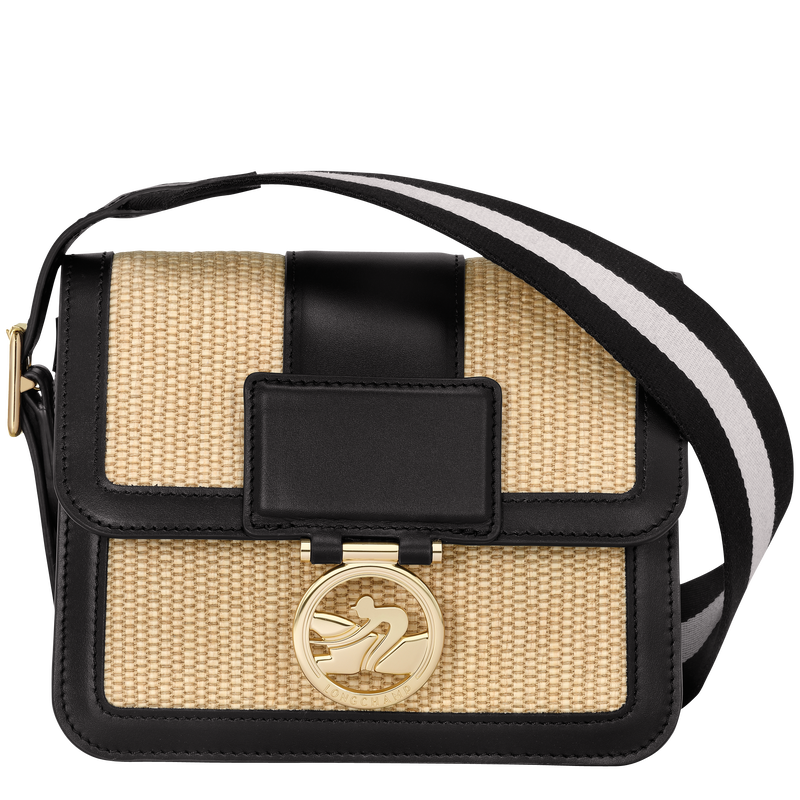 Box-Trot S Crossbody bag , Straw/Black - Canvas  - View 1 of 6