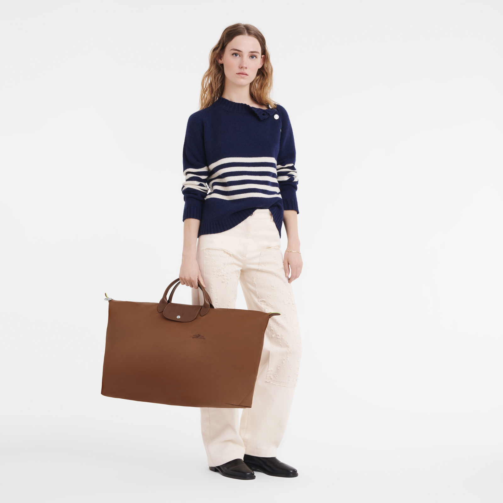 Le Pliage Green M Travel bag Cognac Recycled canvas Longchamp EN