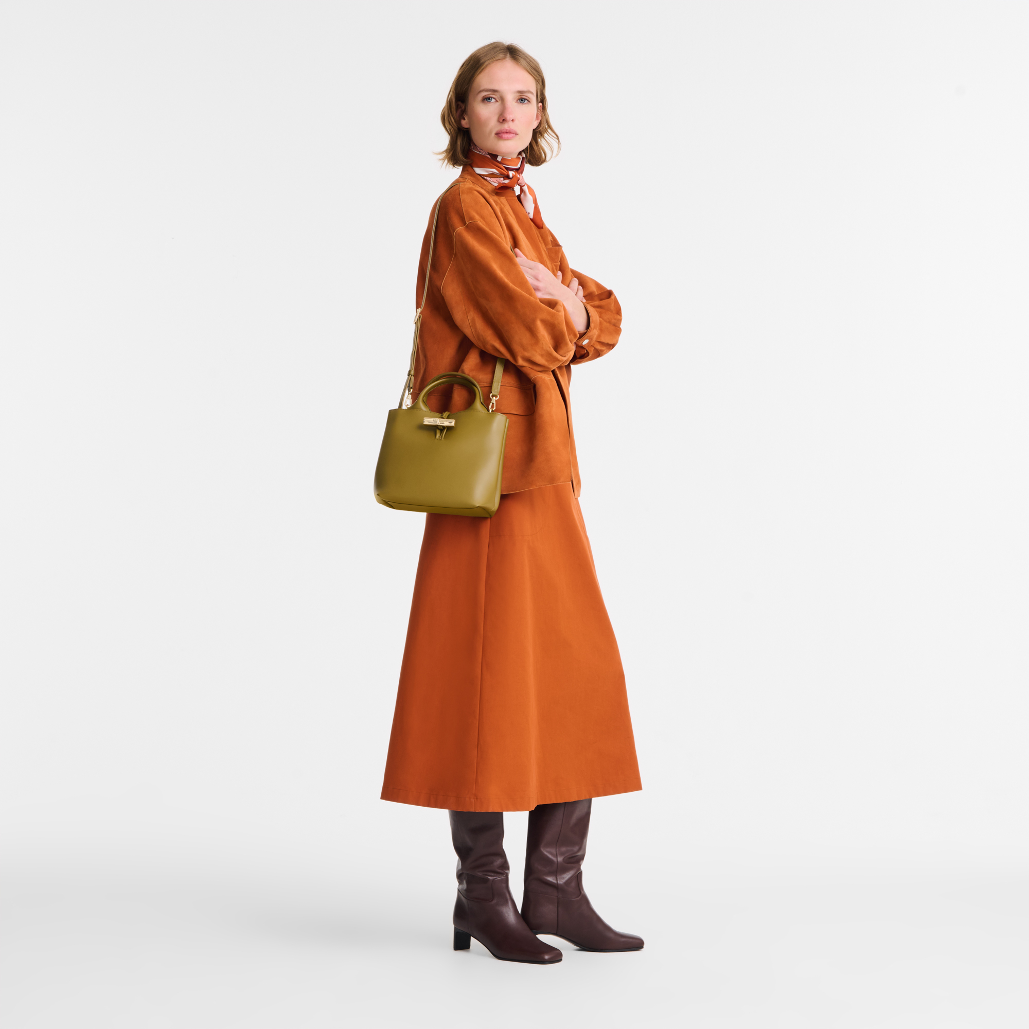 Le Roseau S Handbag Olive - Leather | Longchamp US Le Roseau S Handbag Olive - Leather | Longchamp US