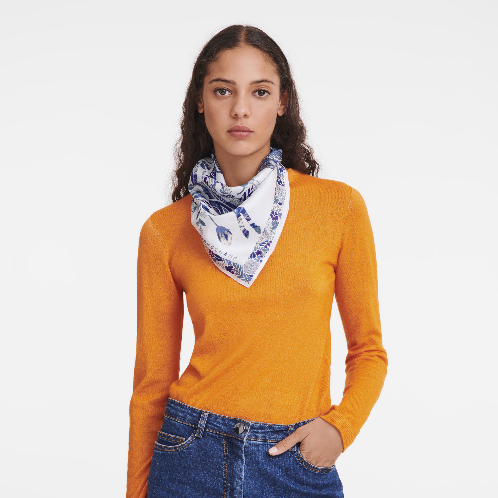 Forêt Longchamp Foulard di seta 50,  Blu elettrico