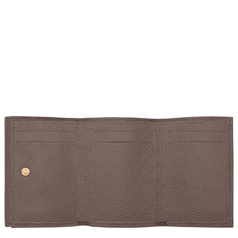 Le Foulonné Compact wallet , Taupe - Leather  - View 3 of  3