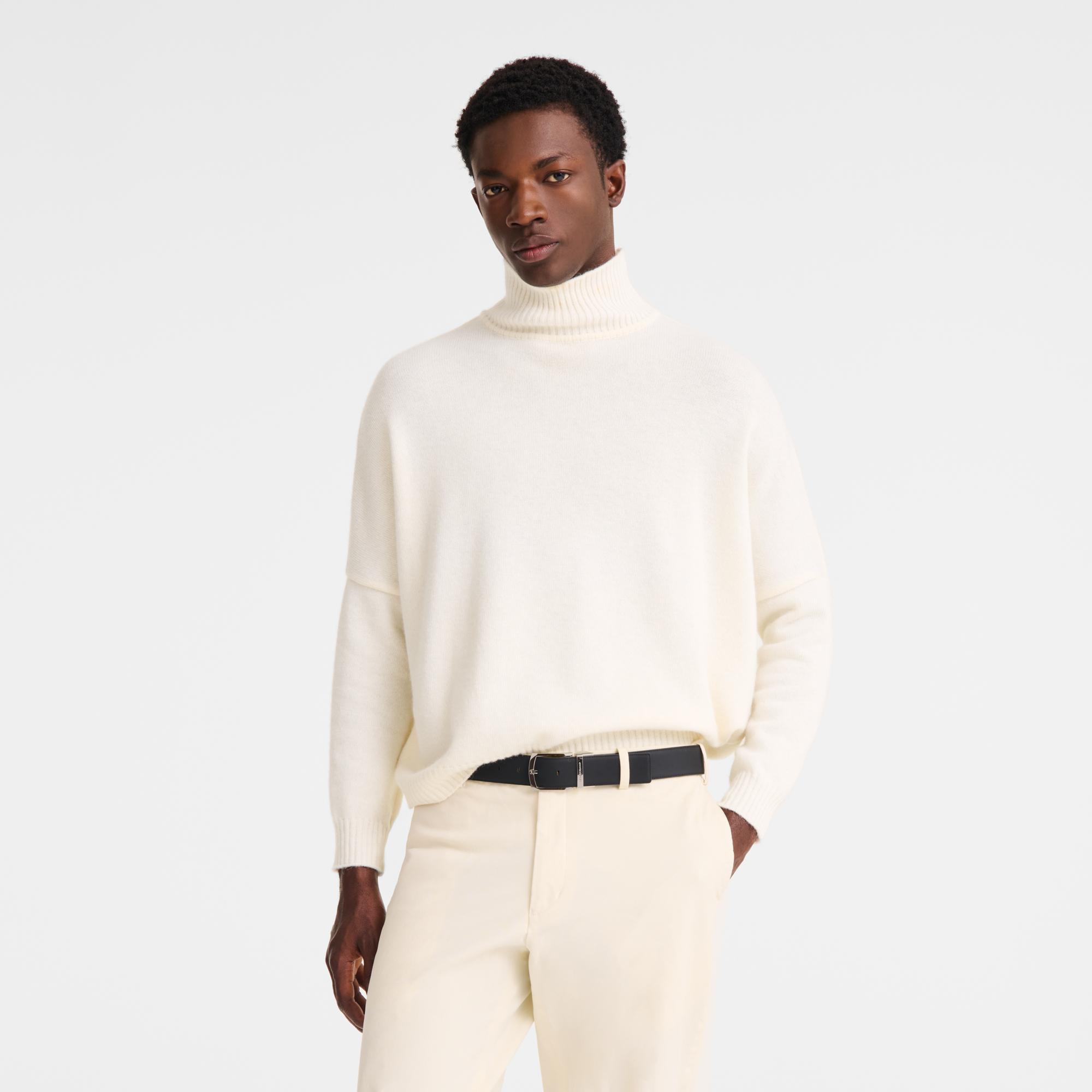 Le Foulonn&eacute; Men's belt, Mocha/Black