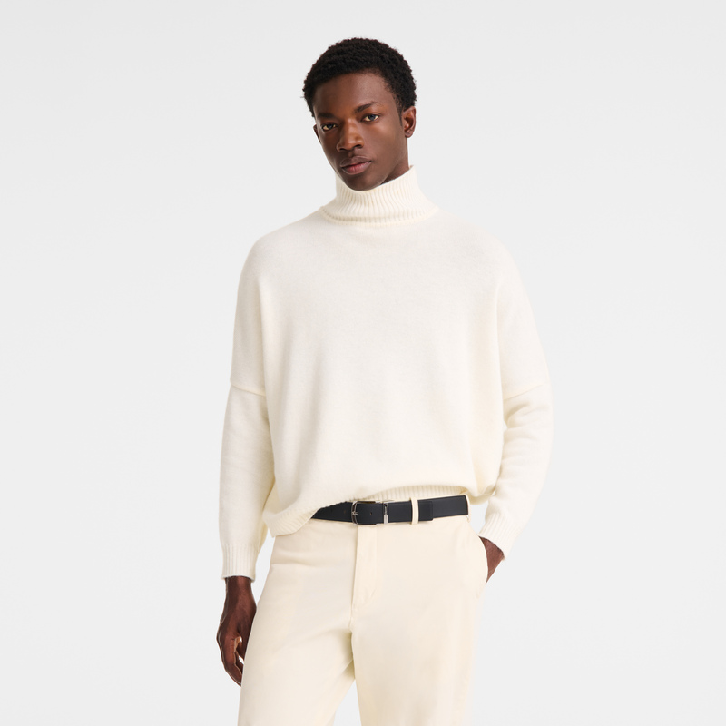 Le Foulonn&eacute; Men's belt , Mocha/Black - Leather  - View 3 of 4