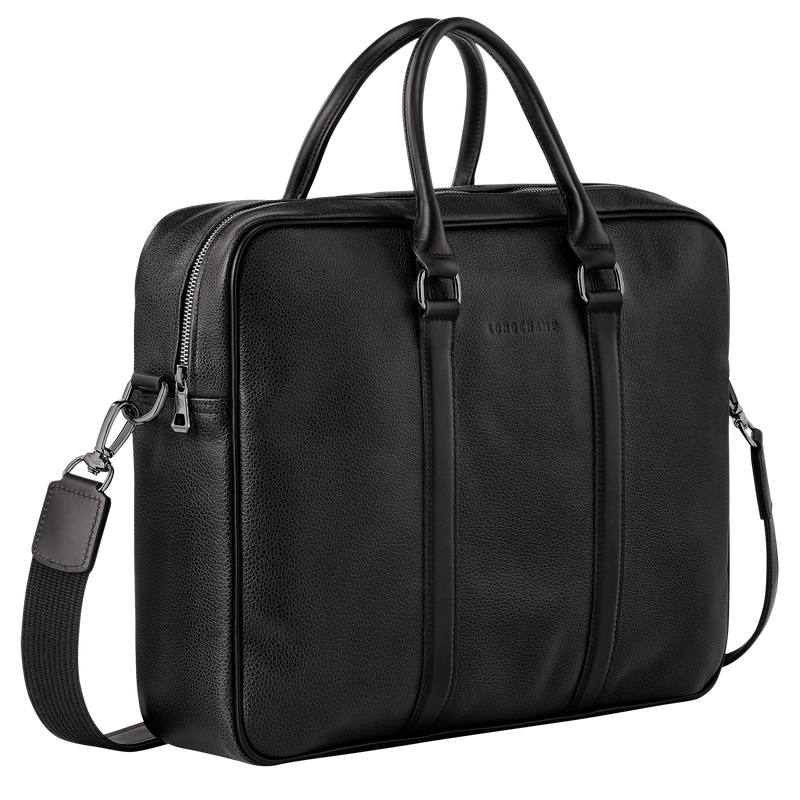 Le Foulonné M Briefcase , Black - Leather  - View 3 of 5