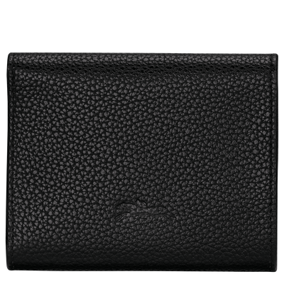Portefeuille compact Le Foulonn&eacute; , Cuir - Noir