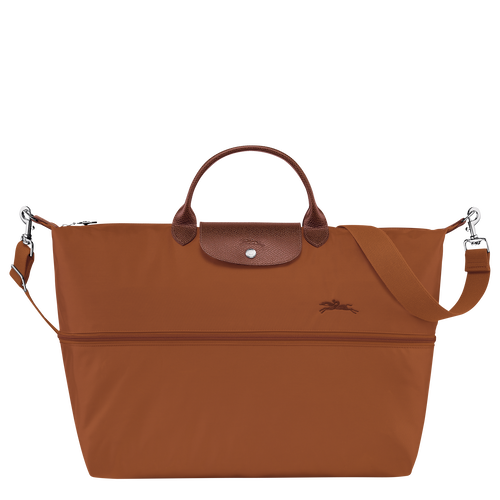 Le Pliage Green Travel bag expandable Cognac Recycled canvas Longchamp US