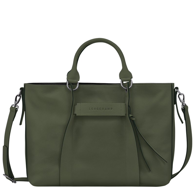 Sac &agrave; main L Longchamp 3D , Cuir - Kaki  - Vue 1 de 6