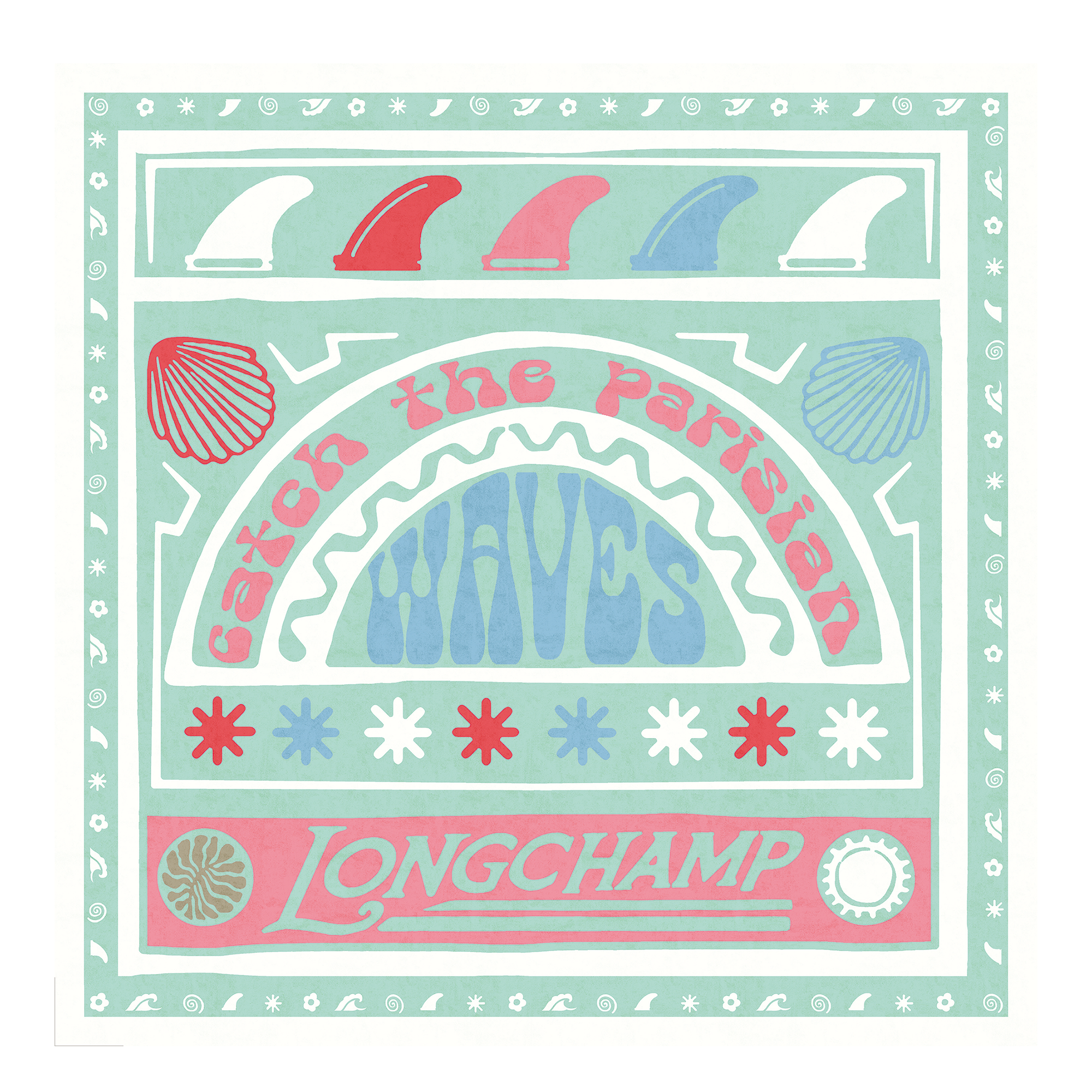 Catch The Parisian Wave Silk scarf 50, Rainbow