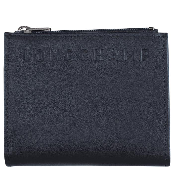 Longchamp 3D Brieftasche im Kompaktformat, Mitternachtsblau