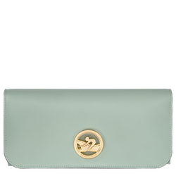 Lange Geldbörse mit Überschlag Box-Trot , Leder - Grau grün