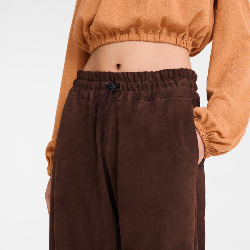 Pantaloni dritti in pelle , Pelle - Moka  - View 4 of  5