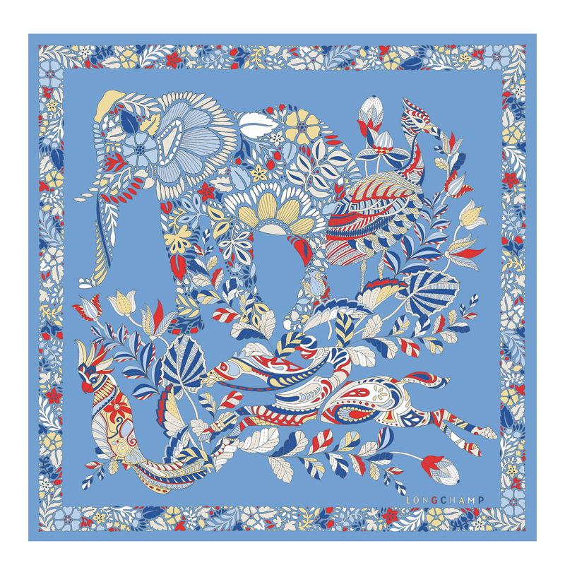 Forêt Longchamp Silk scarf 50 , Sky Blue - Silk  - View 1 of 2