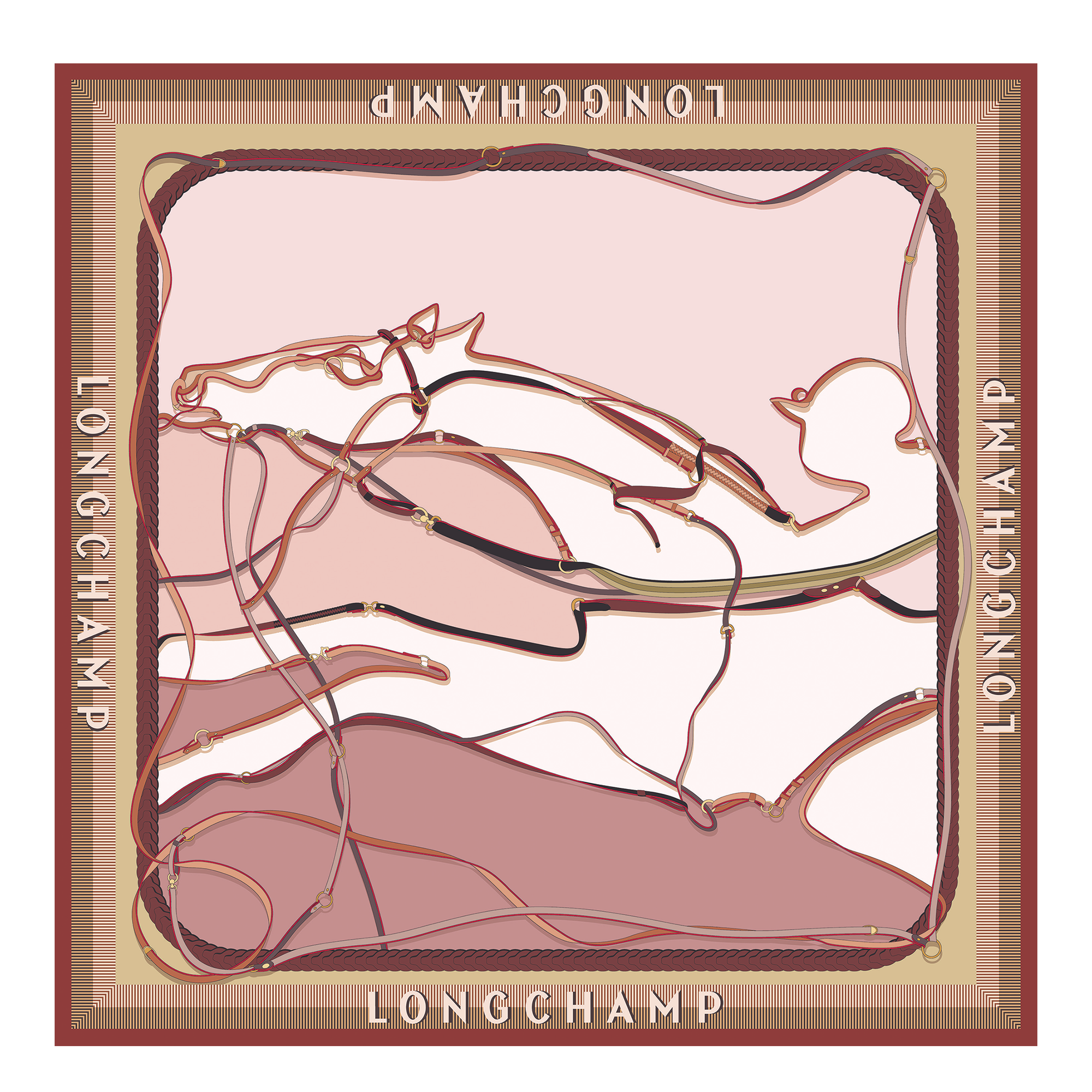 A Toute Allure Foulard di seta 90,  T&egrave; rosa