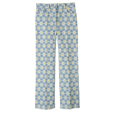 Embroidered denim trousers , Sky Blue - Denim