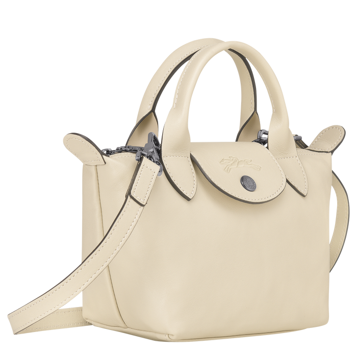 Le Pliage Cuir Top handle bag XS, Ivory