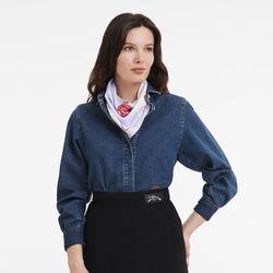 Marinière Longchamp Zijden sjaal 50 , Hemelsblauw/Rood - Ander
