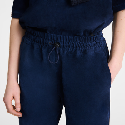 null Leather straight pants, Navy
