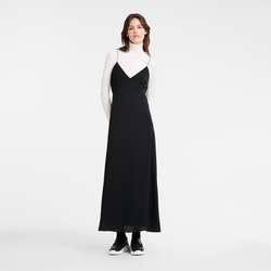 Lange jurk , Zwart - Crêpe de Chine