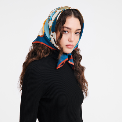 Longchamp University Silk scarf 70 , Peacock - Silk