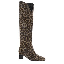 La Cavalière Heel boots , Khaki - Leather