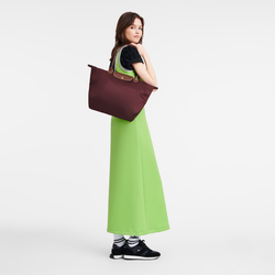Le Pliage Original L Tote bag , Burgundy - Recycled canvas