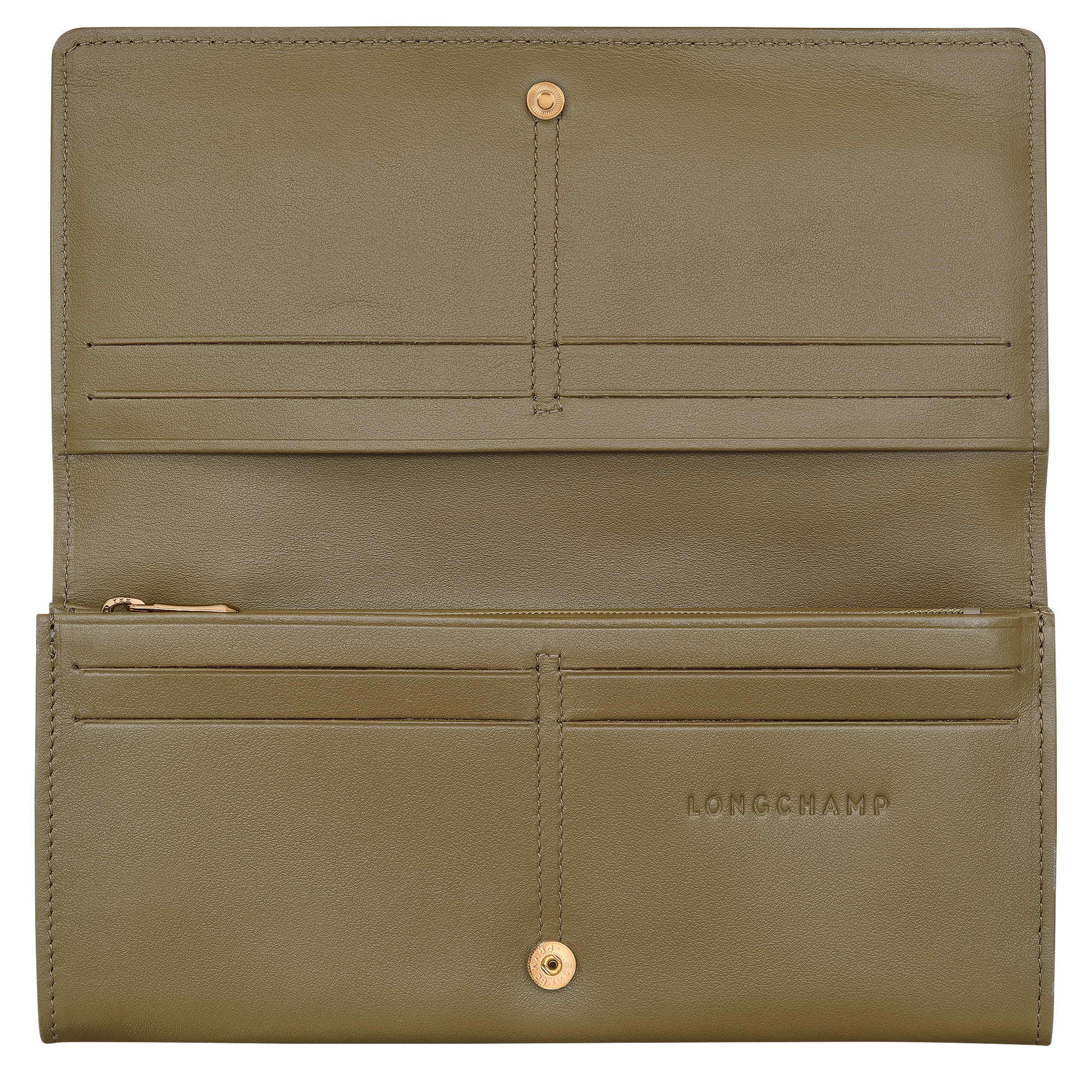 Long continental wallet, Olive - View 3 of
3 - zoom in Le Roseau Long continental wallet, Olive