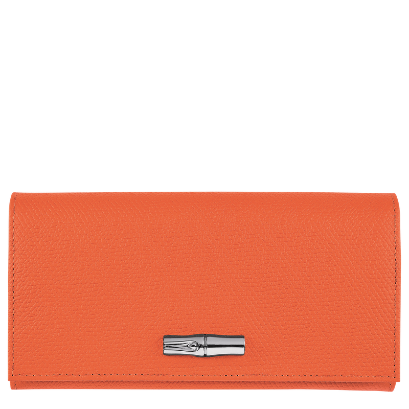 Lange Geldbörse mit Überschlag Roseau , Leder - Orange  - Ansicht 1 von 4