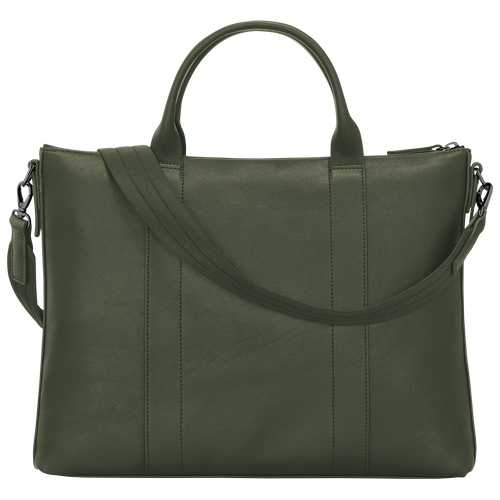 Longchamp 3D Briefcase , Khaki - Leather - View 3 of  4