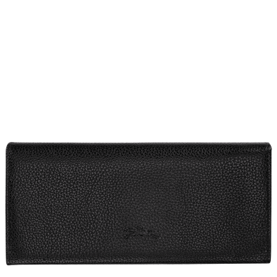 Portefeuille long &agrave; rabat Le Foulonn&eacute; , Cuir - Noir