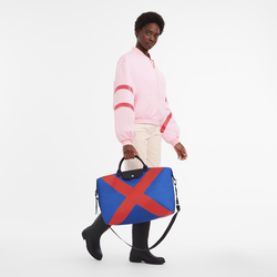 Le Pliage 系列 旅行袋 S , 鈷藍/紅色 - 帆布