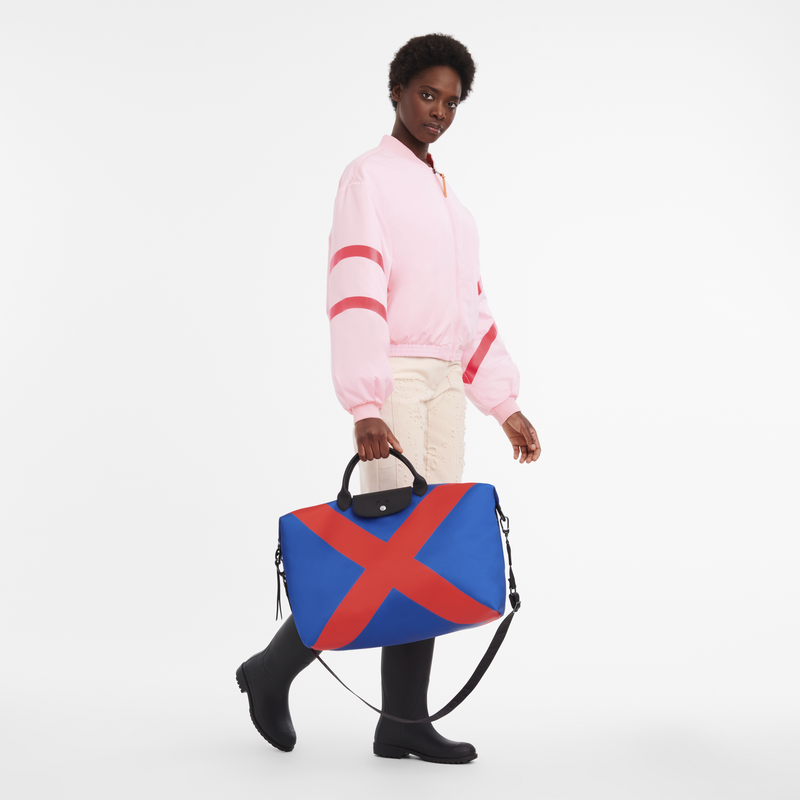 Le Pliage Collection S Travel bag , Cobalt/Red - Canvas  - View 2 of  4