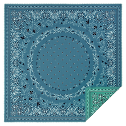 French Bandana Stole , Mint/Lagoon - Wool blend