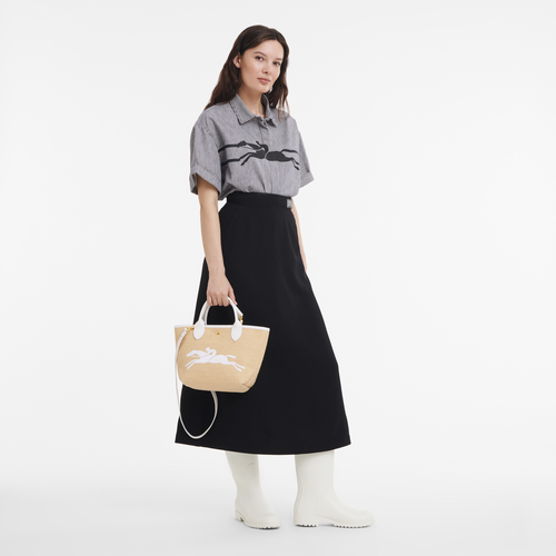 Handtasche S Le Panier Pliage , Canvas - Weiss - Ansicht 2 von 5