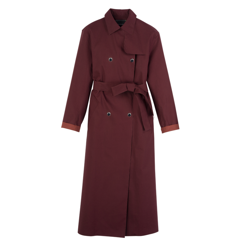 Trench coat , Burgundy - Water-repellent technical canvas  - View 1 of  1