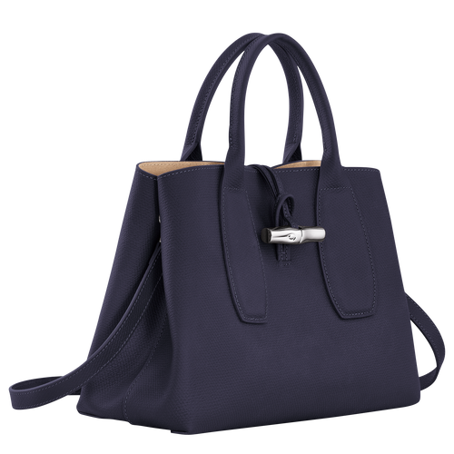 Le Roseau M Handbag , Bilberry - Leather - View 3 of  6