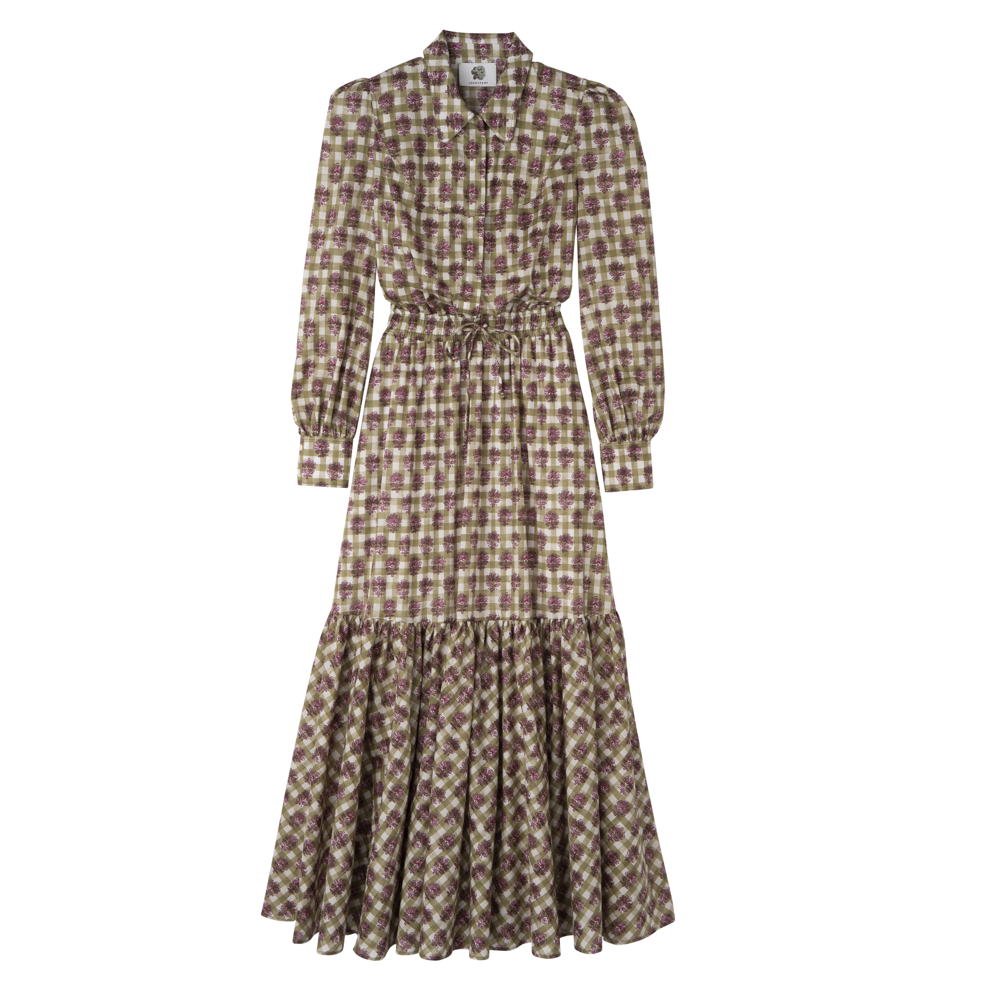 Robe longue Voile imprim?� Vichy - Artichaut | Longchamp FR