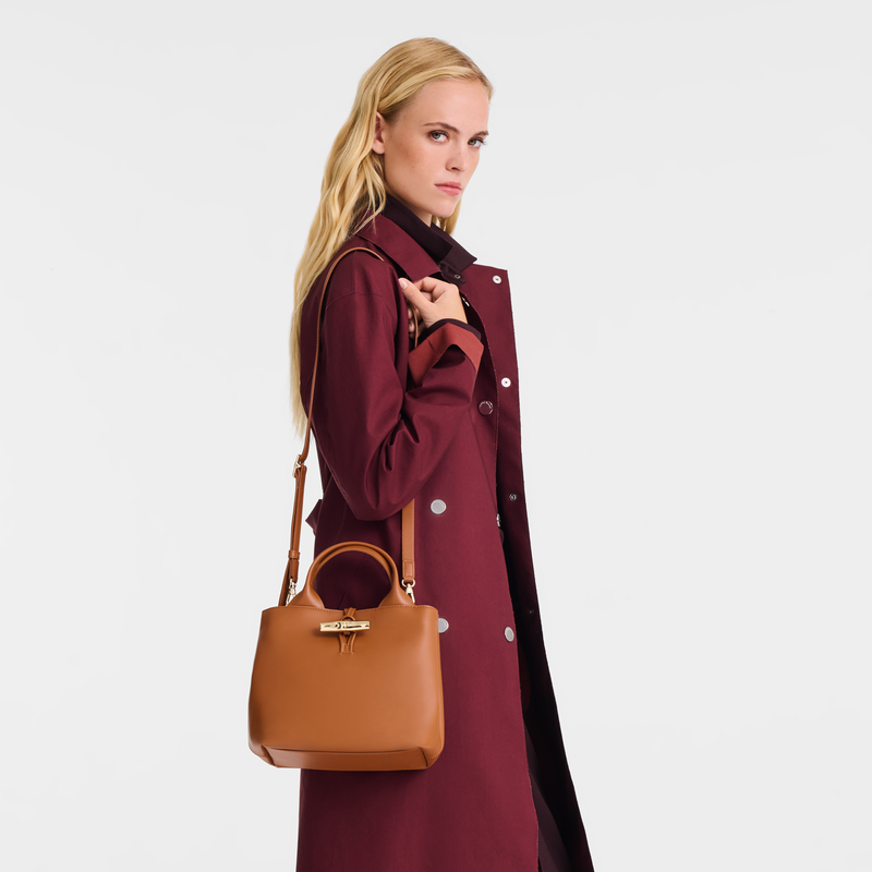 Borsa con manico S Le Roseau , Pelle - Anacardo  - View 2 of  7