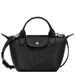 Borsa con manico XS Longchamp x Robert Indiana , Pelle - Nero