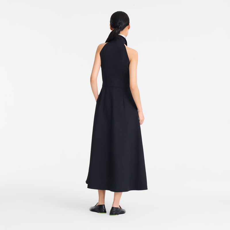 Abito lungo , Popeline - Nero  - View 3 of  5